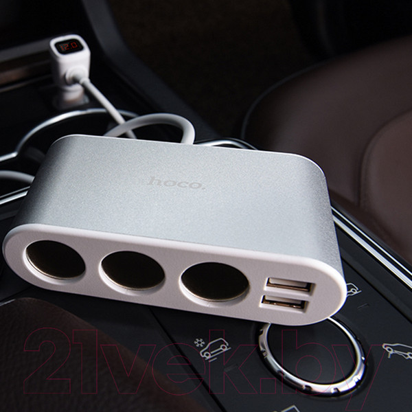 Изображение товара Зарядное устройство автомобильное Hoco Z13 (0.55м, серебристый)