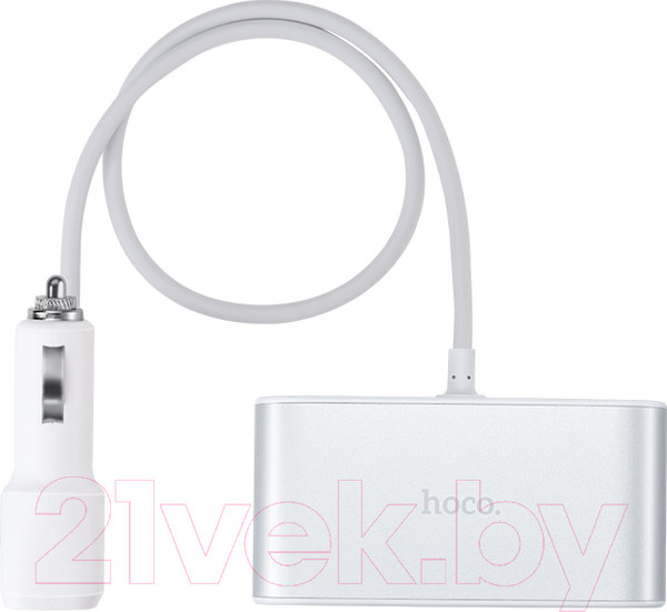 Изображение товара Зарядное устройство автомобильное Hoco Z13 (0.55м, серебристый)