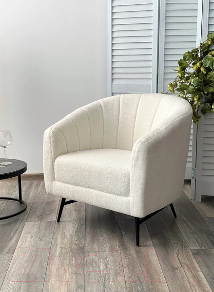 Изображение товара Кресло мягкое M-City Kalmar / 629M04955 (Nini-01 белый Teddy/черный)