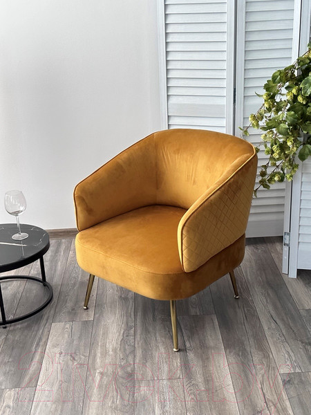 Изображение товара Кресло мягкое M-City Mussels / 629M04944 (Bluvel-68 желтый велюр/золото)