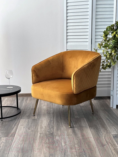 Изображение товара Кресло мягкое M-City Mussels / 629M04944 (Bluvel-68 желтый велюр/золото)