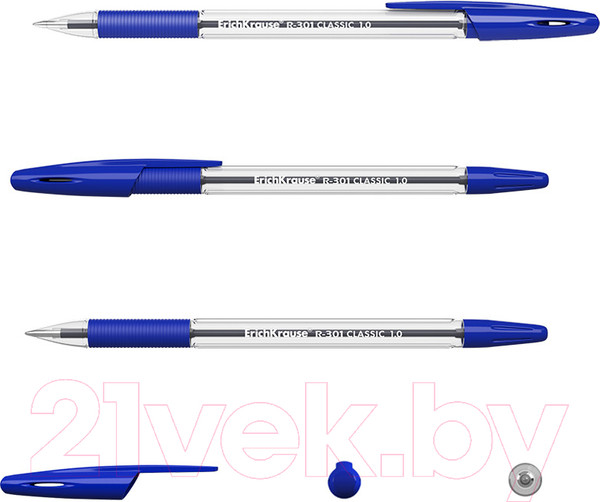 Изображение товара Набор шариковых ручек Erich Krause R-301 Classic Stick&Grip / 56617 (8шт, синий)
