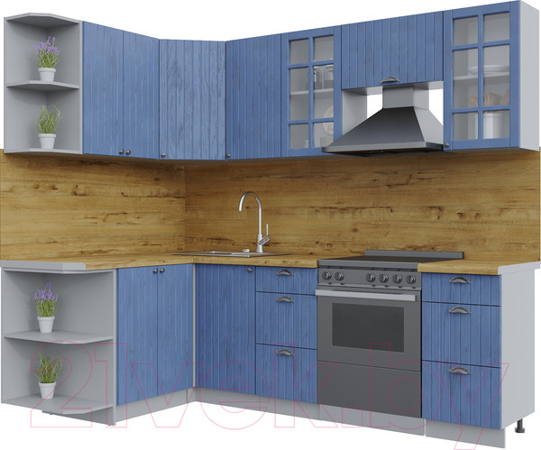Изображение товара Кухонный гарнитур Интерлиния Берес 1.5x2.4 левая (дуб лазурный/дуб бунратти)