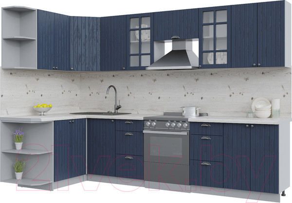 Изображение товара Кухонный гарнитур Интерлиния Берес 1.5x3.0 левая (дуб королевский/бискайская сосна)