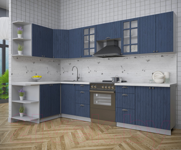 Изображение товара Кухонный гарнитур Интерлиния Берес 1.5x3.0 левая (дуб королевский/бискайская сосна)