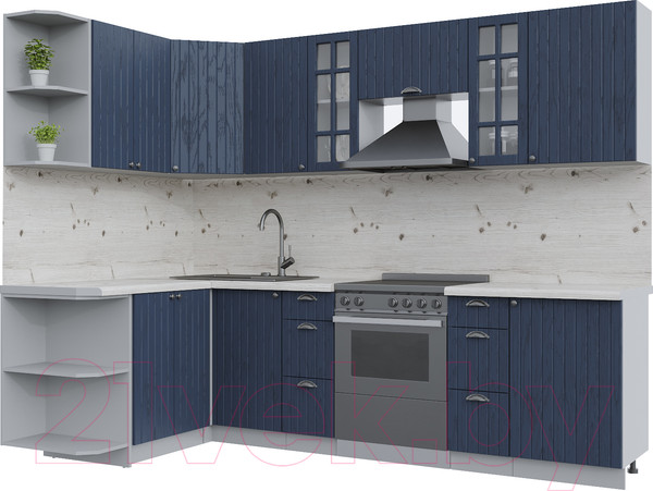 Изображение товара Кухонный гарнитур Интерлиния Берес 1.5x2.7 левая (дуб королевский/бискайская сосна)