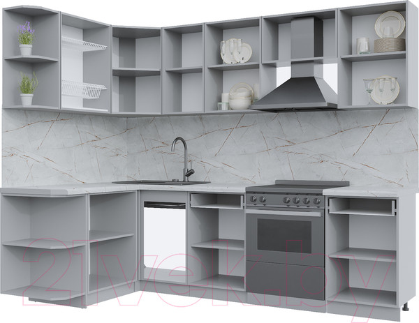 Изображение товара Кухонный гарнитур Интерлиния Берес 1.5x2.6 левая (дуб королевский/бискайская сосна)
