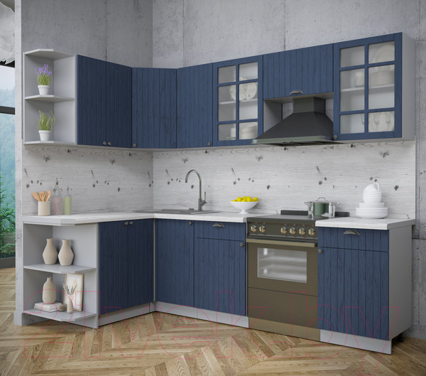 Изображение товара Кухонный гарнитур Интерлиния Берес 1.5x2.6 левая (дуб королевский/бискайская сосна)