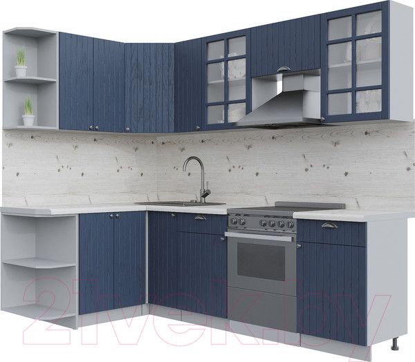 Изображение товара Кухонный гарнитур Интерлиния Берес 1.5x2.5 левая (дуб королевский/бискайская сосна)