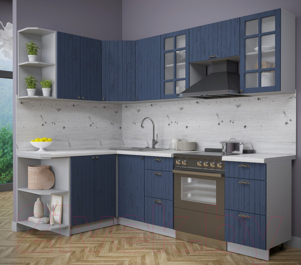 Изображение товара Кухонный гарнитур Интерлиния Берес 1.5x2.4 левая (дуб королевский/бискайская сосна)