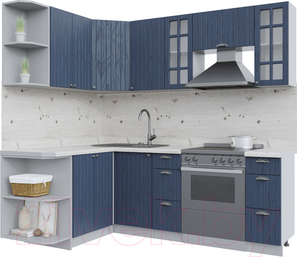 Изображение товара Кухонный гарнитур Интерлиния Берес 1.5x2.2 левая (дуб королевский/бискайская сосна)