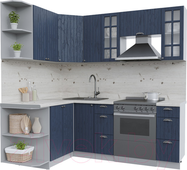 Изображение товара Кухонный гарнитур Интерлиния Берес 1.5x2.1 левая (дуб королевский/бискайская сосна)