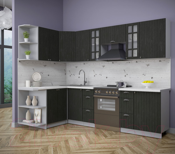 Изображение товара Кухонный гарнитур Интерлиния Берес 1.5x2.7 левая (дуб английский/бискайская сосна)