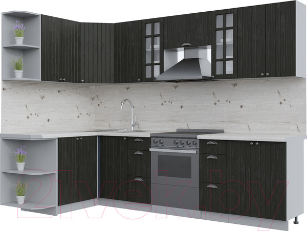 Изображение товара Кухонный гарнитур Интерлиния Берес 1.5x2.8 левая (дуб английский/бискайская сосна)