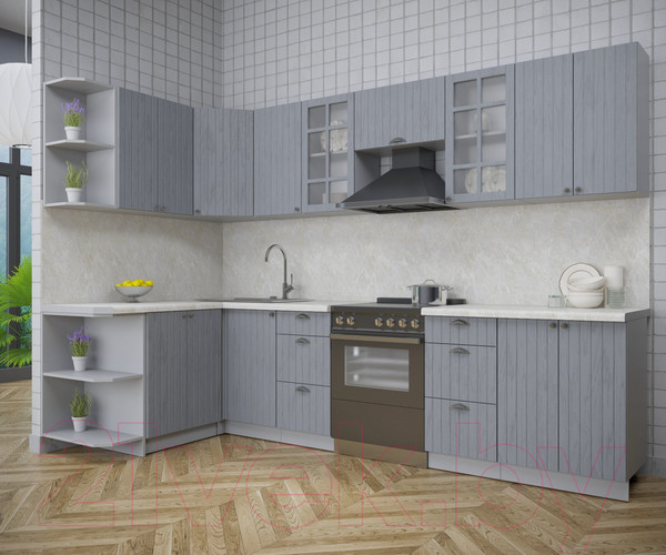 Изображение товара Кухонный гарнитур Интерлиния Берес 1.5x3.0 левая (дуб серый/опал светлый)