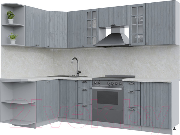 Изображение товара Кухонный гарнитур Интерлиния Берес 1.5x2.7 левая (дуб серый/опал светлый)