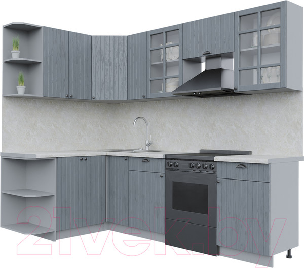 Изображение товара Кухонный гарнитур Интерлиния Берес 1.5x2.5 левая (дуб серый/опал светлый)