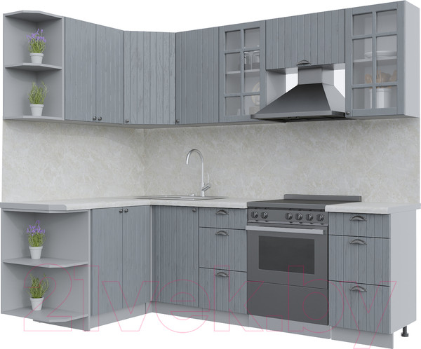 Изображение товара Кухонный гарнитур Интерлиния Берес 1.5x2.4 левая (дуб серый/опал светлый)