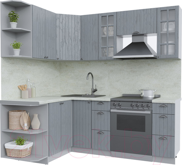 Изображение товара Кухонный гарнитур Интерлиния Берес 1.5x2.1 левая (дуб серый/опал светлый)