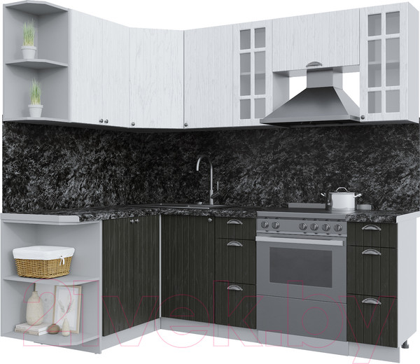 Изображение товара Кухонный гарнитур Интерлиния Берес 1.5x2.2 левая (дуб английский/дуб полярный/кастилло темный)