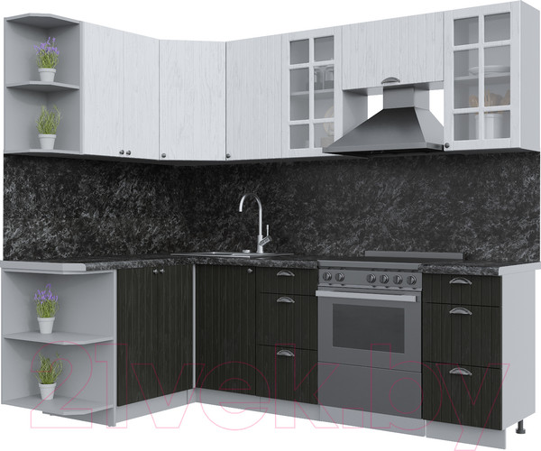 Изображение товара Кухонный гарнитур Интерлиния Берес 1.5x2.4 левая (дуб английский/дуб полярный/кастилло темный)