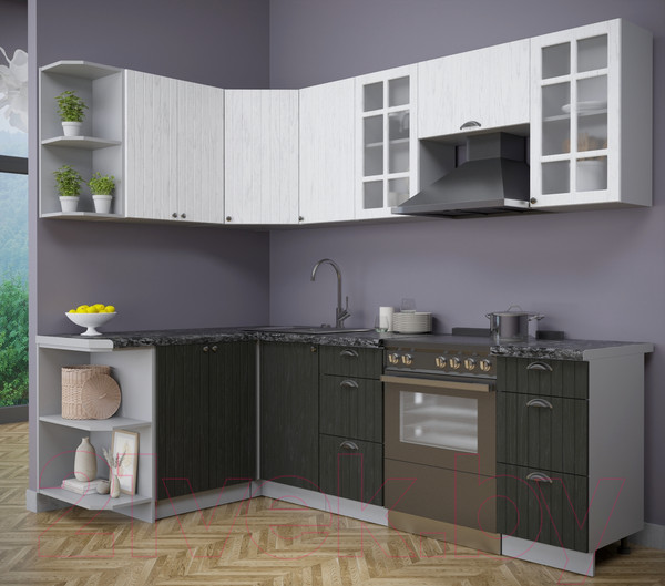 Изображение товара Кухонный гарнитур Интерлиния Берес 1.5x2.4 левая (дуб английский/дуб полярный/кастилло темный)