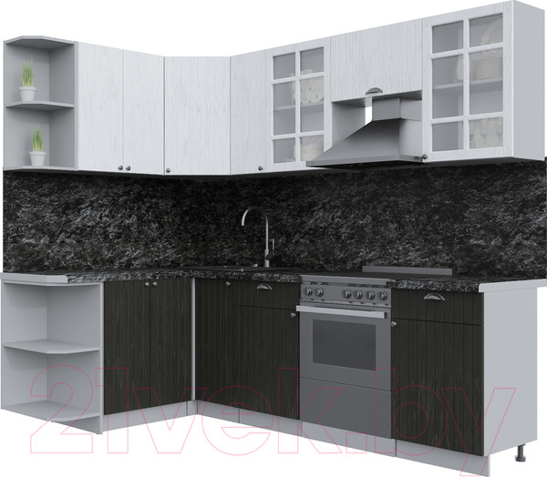 Изображение товара Кухонный гарнитур Интерлиния Берес 1.5x2.5 левая (дуб английский/дуб полярный/кастилло темный)