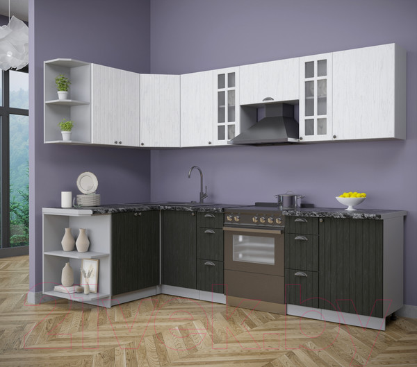 Изображение товара Кухонный гарнитур Интерлиния Берес 1.5x2.7 левая (дуб английский/дуб полярный/кастилло темный)