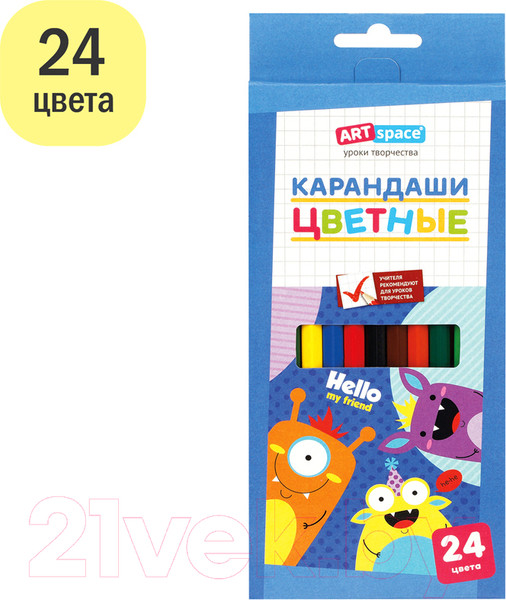 Изображение товара Набор цветных карандашей ArtSpace Монстрики / CP_41032 (24цв)