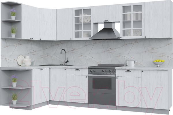 Изображение товара Кухонный гарнитур Интерлиния Берес 1.5x3.1 левая (дуб полярный/серый каспий)