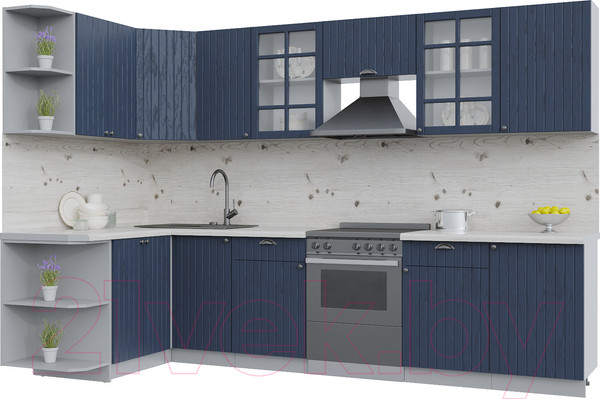 Изображение товара Кухонный гарнитур Интерлиния Берес 1.5x3.1 левая (дуб королевский/бискайская сосна)