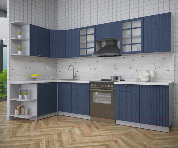 Изображение товара Кухонный гарнитур Интерлиния Берес 1.5x3.1 левая (дуб королевский/бискайская сосна)