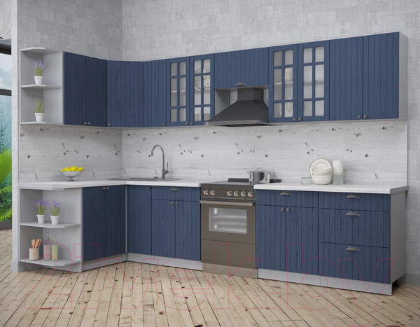 Изображение товара Кухонный гарнитур Интерлиния Берес 1.5x3.3 левая (дуб королевский/бискайская сосна)