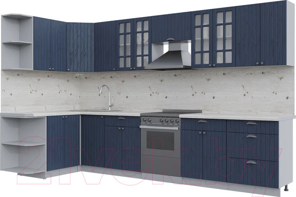Изображение товара Кухонный гарнитур Интерлиния Берес 1.5x3.4 левая (дуб королевский/бискайская сосна)