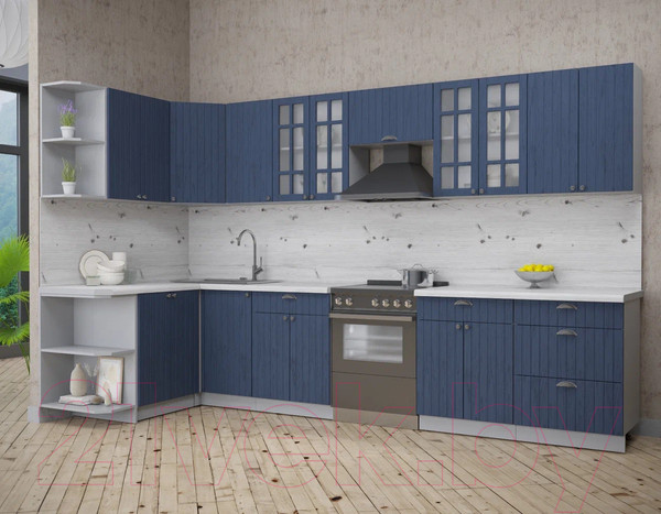 Изображение товара Кухонный гарнитур Интерлиния Берес 1.5x3.4 левая (дуб королевский/бискайская сосна)