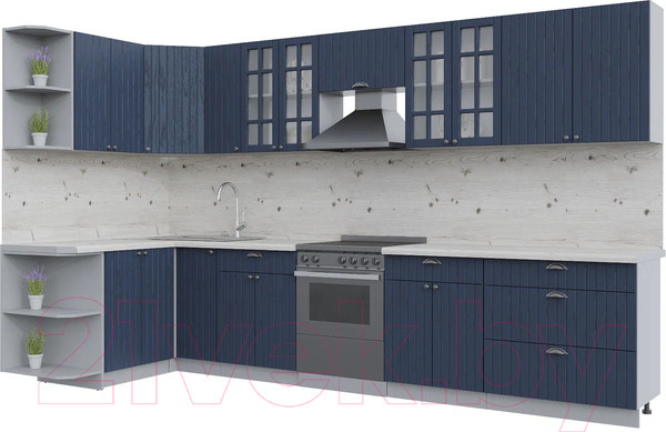 Изображение товара Кухонный гарнитур Интерлиния Берес 1.5x3.5 левая (дуб королевский/бискайская сосна)