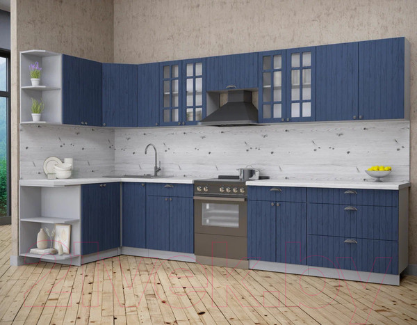 Изображение товара Кухонный гарнитур Интерлиния Берес 1.5x3.5 левая (дуб королевский/бискайская сосна)