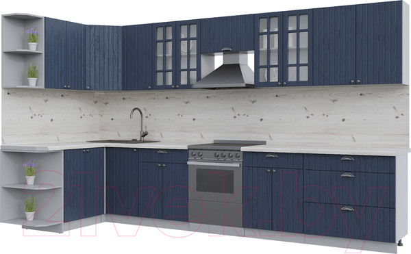 Изображение товара Кухонный гарнитур Интерлиния Берес 1.5x3.6 левая (дуб королевский/бискайская сосна)