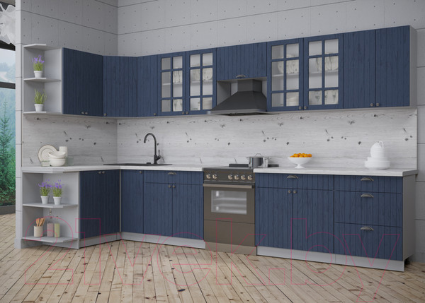 Изображение товара Кухонный гарнитур Интерлиния Берес 1.5x3.7 левая (дуб королевский/бискайская сосна)