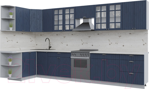 Изображение товара Кухонный гарнитур Интерлиния Берес 1.5x3.8 левая (дуб королевский/бискайская сосна)
