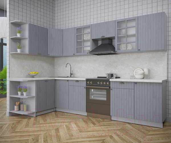 Изображение товара Кухонный гарнитур Интерлиния Берес 1.5x3.1 левая (дуб серый/опал светлый)