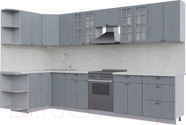 Изображение товара Кухонный гарнитур Интерлиния Берес 1.5x3.4 левая (дуб серый/опал светлый)