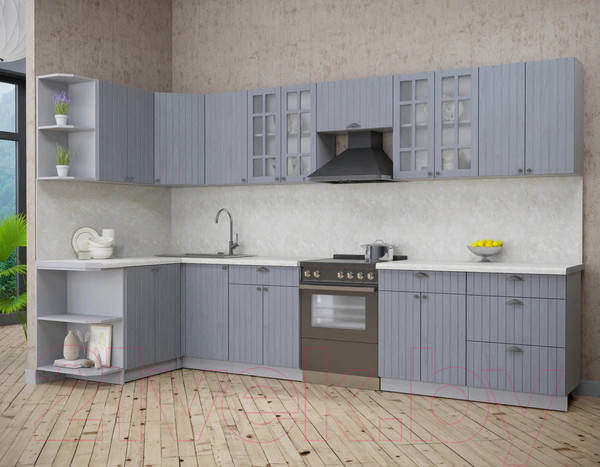 Изображение товара Кухонный гарнитур Интерлиния Берес 1.5x3.4 левая (дуб серый/опал светлый)