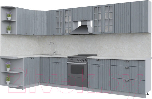Изображение товара Кухонный гарнитур Интерлиния Берес 1.5x3.5 левая (дуб серый/опал светлый)