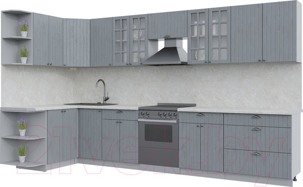 Изображение товара Кухонный гарнитур Интерлиния Берес 1.5x3.6 левая (дуб серый/опал светлый)