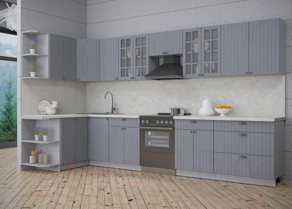 Изображение товара Кухонный гарнитур Интерлиния Берес 1.5x3.6 левая (дуб серый/опал светлый)