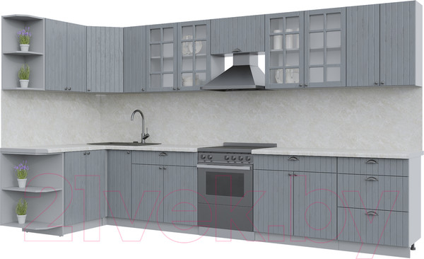 Изображение товара Кухонный гарнитур Интерлиния Берес 1.5x3.7 левая (дуб серый/опал светлый)