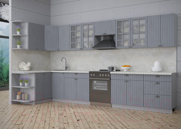 Изображение товара Кухонный гарнитур Интерлиния Берес 1.5x3.8 левая (дуб серый/опал светлый)