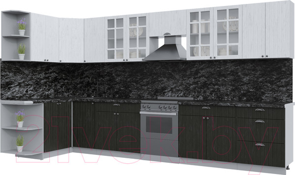 Изображение товара Кухонный гарнитур Интерлиния Берес 1.5x3.8 левая (дуб английский/дуб полярный/кастилло темный)