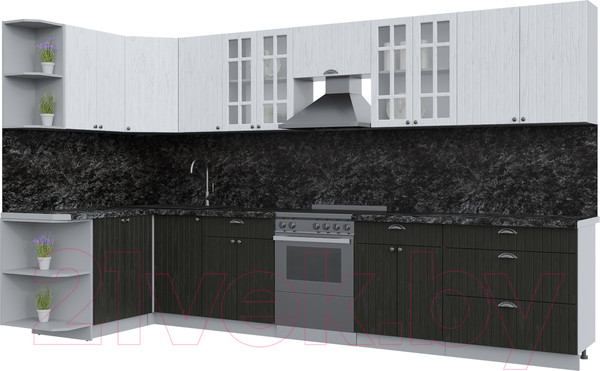 Изображение товара Кухонный гарнитур Интерлиния Берес 1.5x3.6 левая (дуб английский/дуб полярный/кастилло темный)